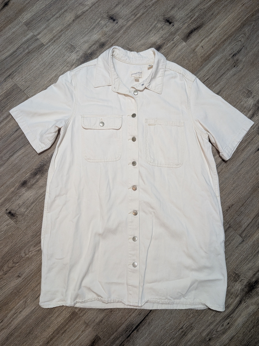 Women's Short Sleeve Mini Button Shirtdress Universal Thread Cream Off-White LG